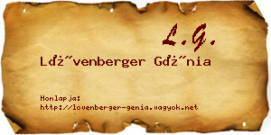 Lövenberger Génia névjegykártya
